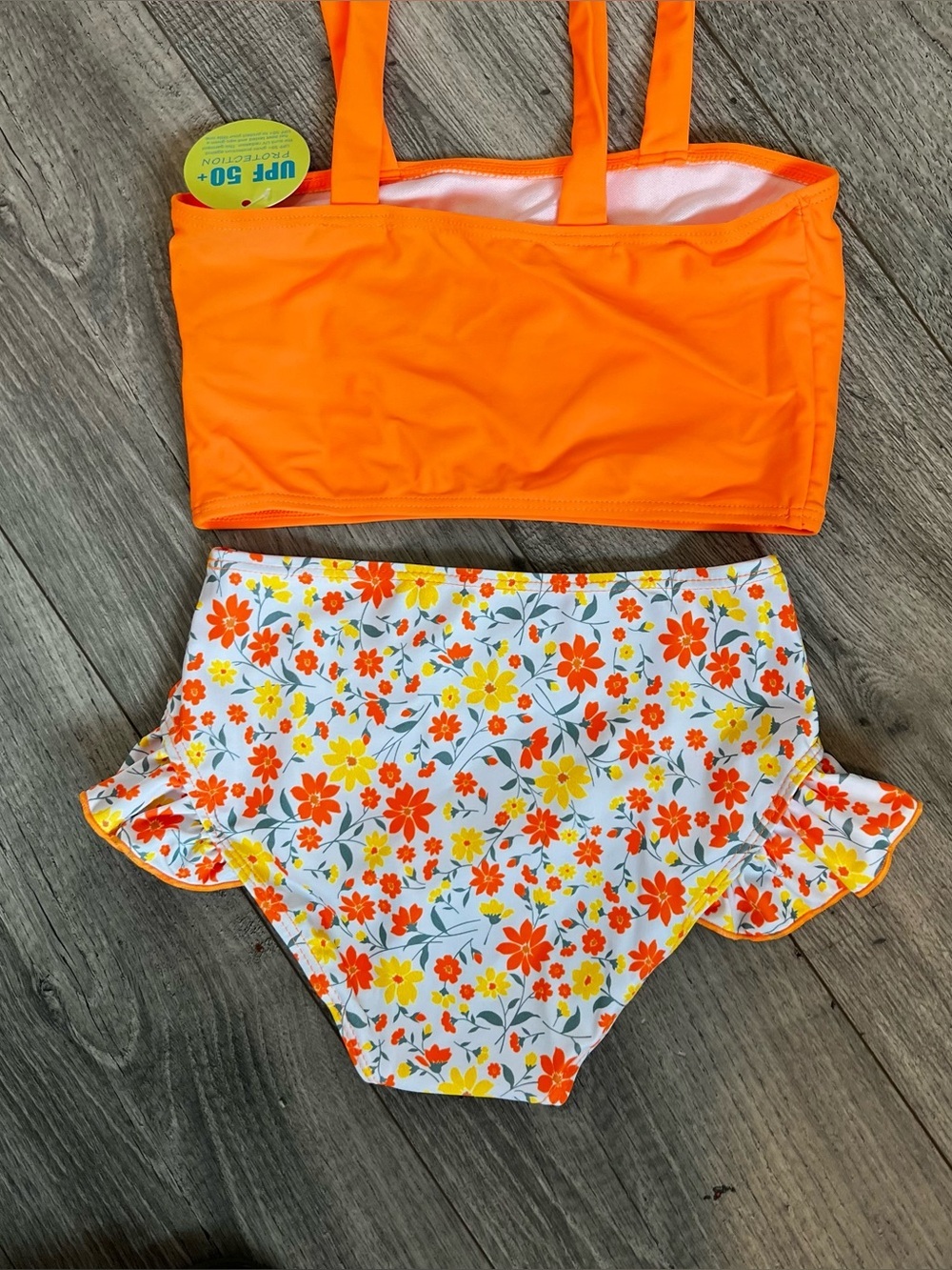 NWT Happy Town Toddler Orange Floral Two Piece Swimsuit-5T/6T - Picture 8 of 10